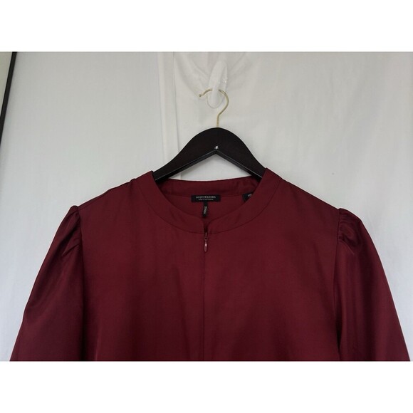 Scotch & Soda Womens Voyage Burgundy Red Satin Dress Midi Puff Sleeves Size XL - Picture 3 of 8